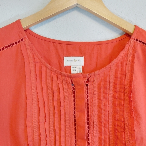 Meadow Rue Anthropologie Cotton Pintuck Boho Blouse Sz 10 Prairie Cottagecore - Picture 6 of 9